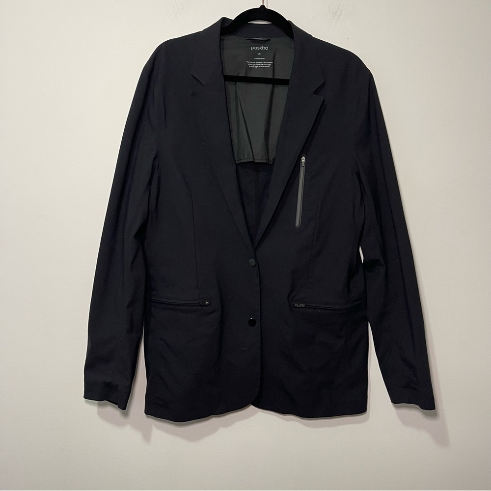 Paskho Men Black Tech Travel Stretch Blazer Jacket M Performance minimal Modern - Picture 2 of 11